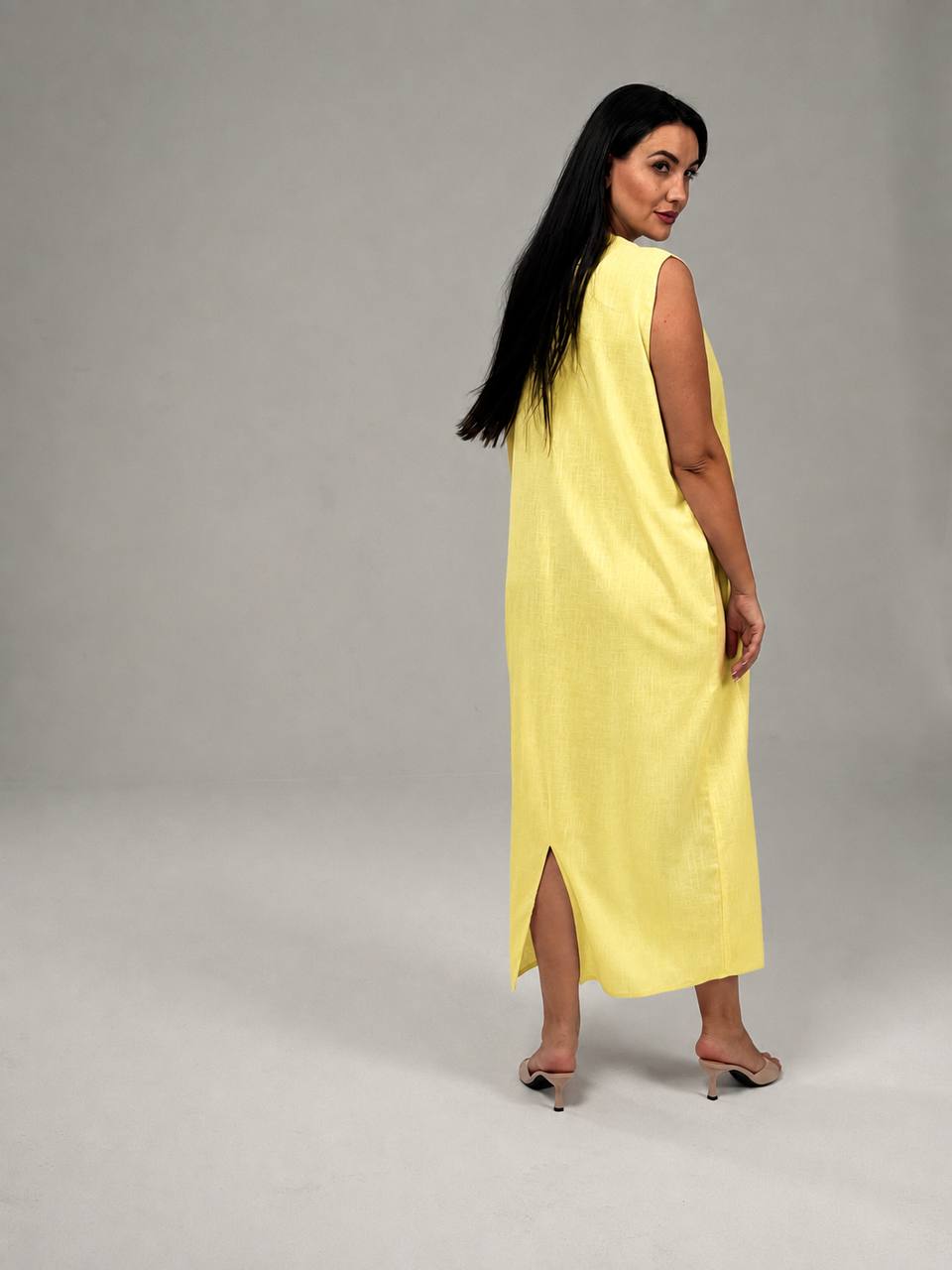 Yellow Linen Abaya Set