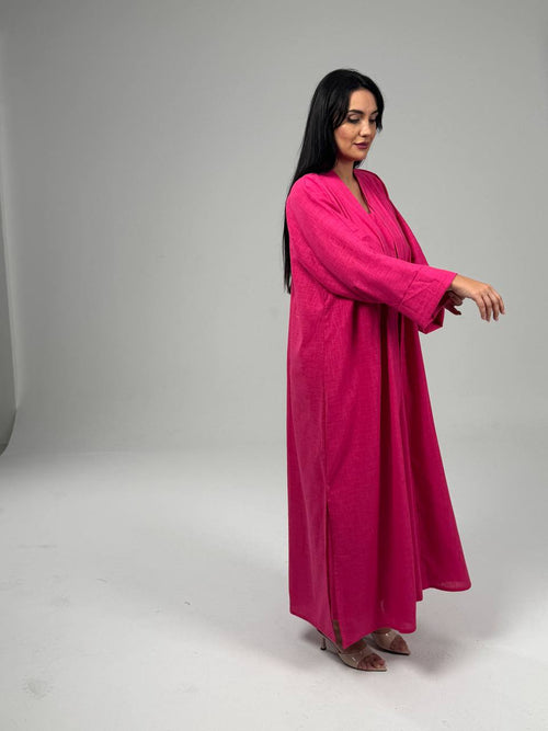 Fuchsia Linen Abaya Set