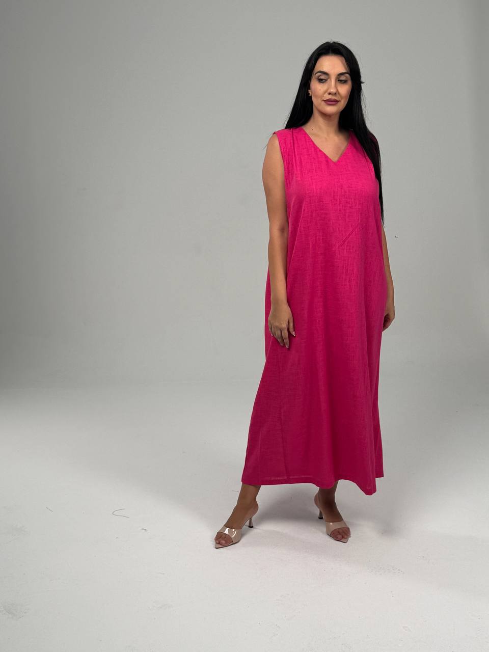 Fuchsia Linen Abaya Set