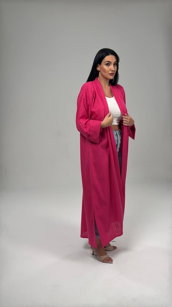 Fuchsia Linen Abaya Set