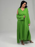 Green Linen Abaya Set