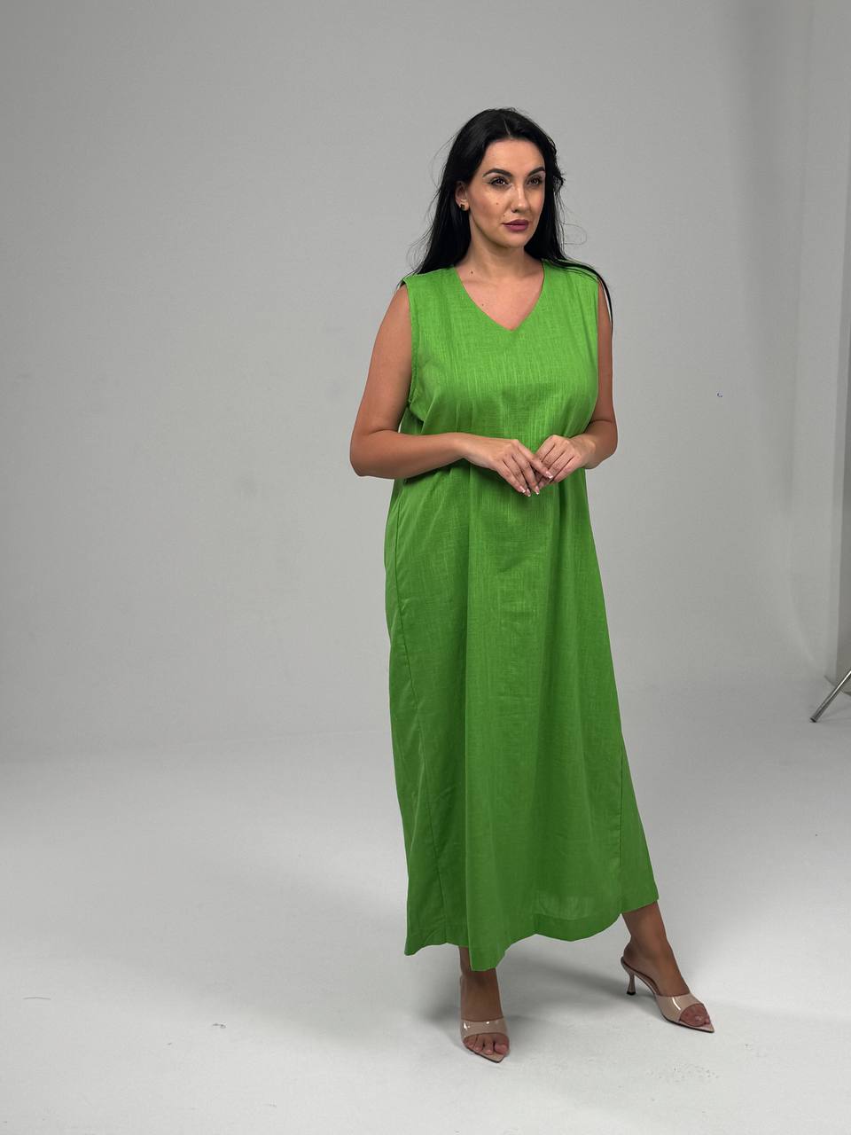 Green Linen Abaya Set