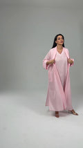 Pink Linen Abaya Set