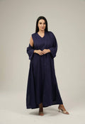 Navy Linen Abaya Set