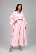 Linen Abaya & Pants Set - Light Pink