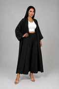 Black Linen Abaya & Pants Set