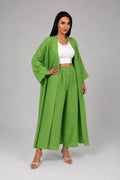 Green Linen Abaya & Pants Set