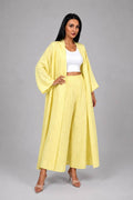Yellow Linen Abaya & Pants Set